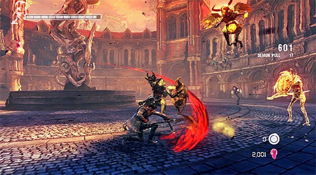 Do pierwszej bitwy dojdzie tuż po rozpoczęciu misji - Pokonanie pierwszej grupy potworów | 3 - Bloodline (Więzy krwi) - DMC: Devil May Cry - poradnik do gry