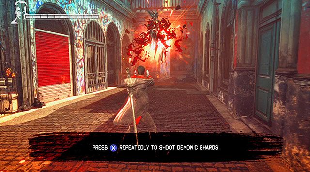 Podążaj wąskimi ścieżkami, napotykając po drodze demoniczne odłamki (Demonic Shards) - Dotarcie do kolejnych kamer | 4 - Under Watch (Pod obserwacją) - DMC: Devil May Cry - poradnik do gry