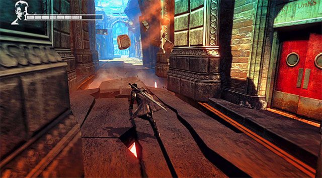 Możesz już powrócić na dół i wybrać przejście zlokalizowane na lewo od statuy boskości - Dotarcie do kolejnych kamer | 4 - Under Watch (Pod obserwacją) - DMC: Devil May Cry - poradnik do gry