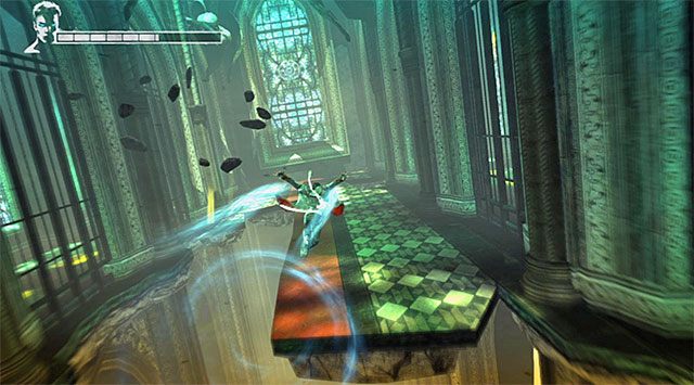Po wygranym pojedynku szybko wyrusz w stronę widocznego w oddali witrażu - Wydostanie się z katedry | 4 - Under Watch (Pod obserwacją) | DMC Devil May Cry - DMC: Devil May Cry - poradnik do gry