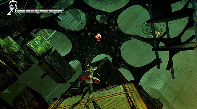 Jeżeli wybrałeś lewą ścieżkę, to zacznij od użycia demonicznej przyciągarki (Ophion Demon Pull) - Przeprawa przez pierwszy magazyn | 5 - Virility | DMC Devil May Cry - DMC: Devil May Cry - poradnik do gry