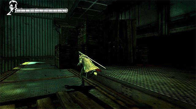 Po zakończonych walkach zbadaj najbliższą okolicę w poszukiwaniu zagubionej duszy (Lost Soul) - Główna bitwa w drugim magazynie | 5 - Virility | DMC Devil May Cry - DMC: Devil May Cry - poradnik do gry