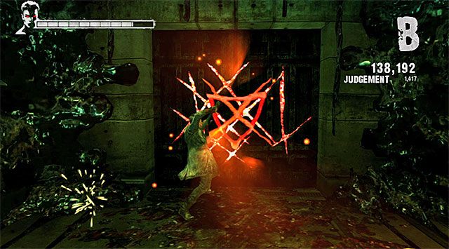 Po dotarciu do nowego skrzyżowania bądź gotowy do rozprawienia się z pojedynczym potworem z tarczą - Dotarcie do mieszalni | 5 - Virility | DMC Devil May Cry - DMC: Devil May Cry - poradnik do gry