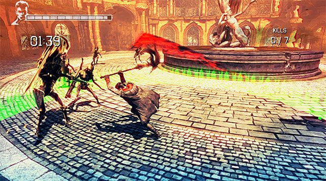 BONUSOWA MISJA: Zbadaj nowo odblokowany obszar, odnajdując dużą liczbę interaktywnych przedmiotów oraz pokazane na screenie 1 sekretne drzwi (Secret Door) - Dotarcie do mieszalni | 5 - Virility | DMC Devil May Cry - DMC: Devil May Cry - poradnik do gry