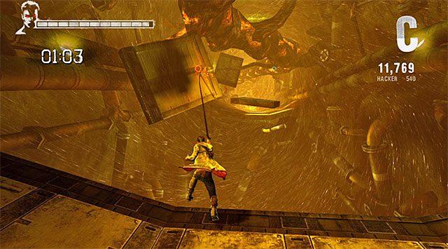 Uważaj na zgromadzonych w tej okolicy wrogów, szczególnie że znajdują się wśród nich latające kreatury - Ucieczka z tunelu | 6 - Secret Ingredient (Tajny składnik) | DMC Devil May Cry - DMC: Devil May Cry - poradnik do gry