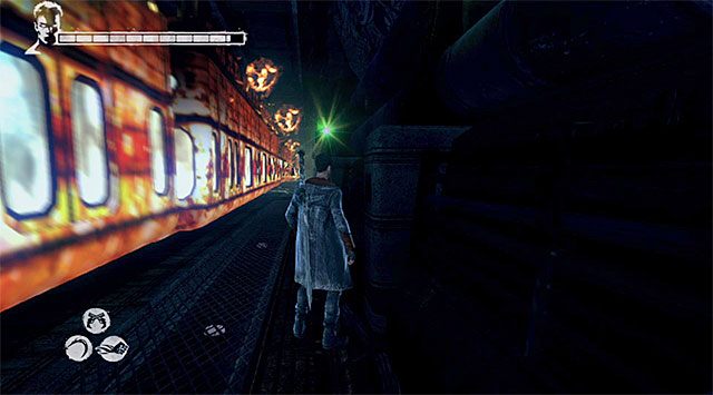 Wskocz do tunelu metra i na początek skieruj się w lewo, odnajdując na ścianie pierwszą zagubioną duszę (Lost Soul) - Druga część pościgu za harpiami | 8 - Eyeless (Ślepiec) | DMC Devil May Cry - DMC: Devil May Cry - poradnik do gry