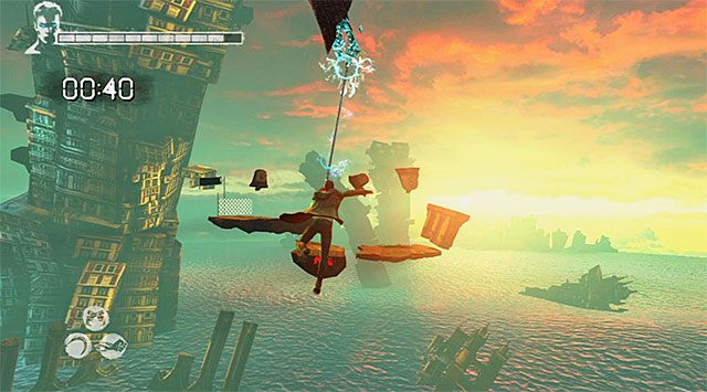 BONUSOWA MISJA: Jeśli zaś chodzi o lewe pomieszczenie, znajduje się tam barykada (screen 1), którą musisz zniszczyć z wykorzystaniem demonicznego topora Arbiter (dokonaj zamiany broni jeśli używasz aktualnie rękawic) - Druga część pościgu za harpiami | 8 - Eyeless (Ślepiec) | DMC Devil May Cry - DMC: Devil May Cry - poradnik do gry