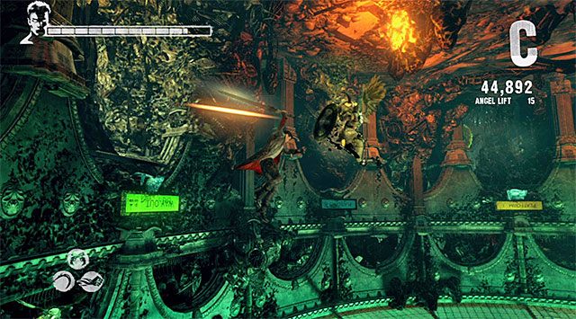 W dalszej części walk w okolicy pojawią się też inne odmiany latających stworów (Shielded Pathos), przy czym nie radzę zmieniać ogólnego sposobu gry - Odzyskanie skradzionego oka | 8 - Eyeless (Ślepiec) | DMC Devil May Cry - DMC: Devil May Cry - poradnik do gry