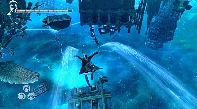 Musisz teraz zacząć dolatywać do niżej położonych lewitujących platform - Dotarcie do Assiel | 9 - Devil Inside (Diabeł w środku) | DMC Devil May Cry - DMC: Devil May Cry - poradnik do gry