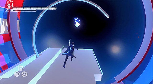 Wykonaj teraz dłuższy lot i kontynuuj przeprawę, docierając po kilku chwilach do nowego interaktywnego zaczepu - Dotarcie do Boba Barbasa | 10 - Bad News (Złe wieści) | DMC Devil May Cry - DMC: Devil May Cry - poradnik do gry