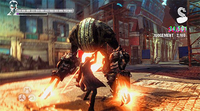 Do atakowania Rzeźnika nie radzę wykorzystywać anielskich ostrzy - Przedostanie się do wnętrza budynku Zakonu | 11 - The Order (Zakon) - DMC: Devil May Cry - poradnik do gry