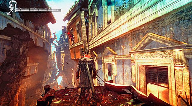 DUSZA 6/8 - Dusza jest na ścianie budynku niedaleko drugiej kamery - Misja 4 - Under Watch (Pod obserwacją) | Zagubione dusze | DMC Devil May Cry - DMC: Devil May Cry - poradnik do gry