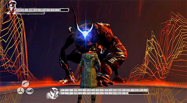 Kontynuuj osłabianie wspomnianego wyżej miejsca na ciele bossa do momentu gdy gra zasugeruje możliwość skupienia się na oku na jego czole - 14 - Last Dance (Ostatni taniec) - Boss - Mundus Spawn | 14 - Last dance - DMC: Devil May Cry - poradnik do gry