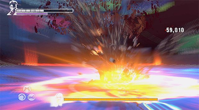 Kolejnym utrudnieniem jest to, że w celu odsłonięcia bossa na możliwość zadawania mu obrażeń musisz każdorazowo uderzyć w dwa znaki na ziemi, a nie tylko w jeden - Boss - Bob Barbas - druga część pojedynku | 10 - Bad News (Złe wieści) - DMC: Devil May Cry - poradnik do gry