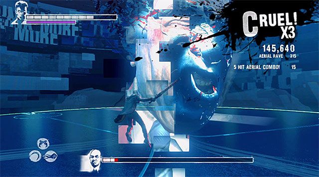 Za każdym razem gdy Bob Barbas zaprzestanie swoich ataków podbiegaj do niego i wyprowadzaj własne ciosy - Boss - Bob Barbas - trzecia część pojedynku | 10 - Bad News (Złe wieści) - DMC: Devil May Cry - poradnik do gry