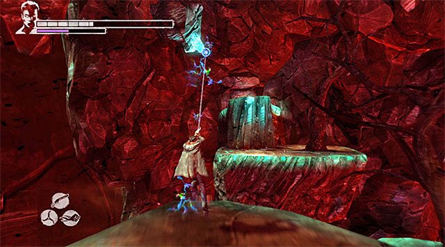 Po udanym lądowaniu na początek udaj się w prawo - Przeprawa przez drugą część pieca dusz | 17 - Furnace of Souls (Dusze w ogniu piekielnym) - DMC: Devil May Cry - poradnik do gry