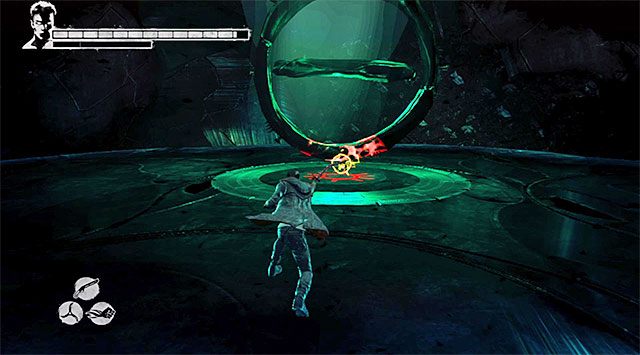 Ostrożnie przedostań się na niższe platformy i kontynuuj przeprawę - Zrestartowanie pierwszego generatora | 18 - Demons Den (Kryjówka demona) - DMC: Devil May Cry - poradnik do gry