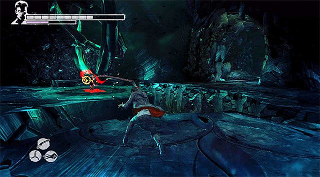 Po znalezieniu się w pieczarze z generatorem użyj w doskonale poznany już sposób demonicznej przyciągarki - Zrestartowanie czwartego generatora | 18 - Demons Den (Kryjówka demona) - DMC: Devil May Cry - poradnik do gry