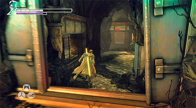 Wyrusz z powrotem do miejsca startu, przy czym po drodze bądź gotowy do wyeliminowania jeszcze jednego Ravagera - Eksploracja bazy Zakonu | 11 - The Order (Zakon) | DMC Devil May Cry - DMC: Devil May Cry - poradnik do gry