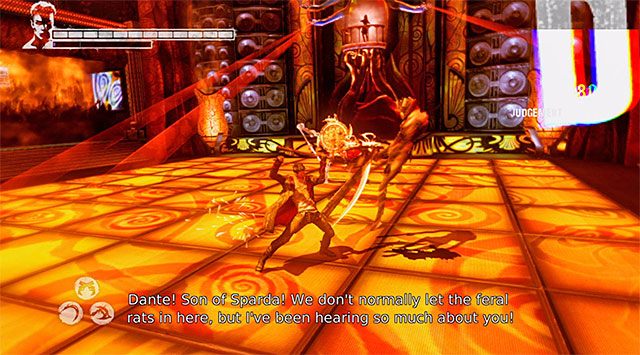 Pierwsza część bitwy, rozgrywana na głównym parkiecie klubu, od razu się rozpocznie - Pierwsza bitwa w klubie nocnym | 13 - Devils Dalliance (Igraszki z diabłem) - DMC: Devil May Cry - poradnik do gry