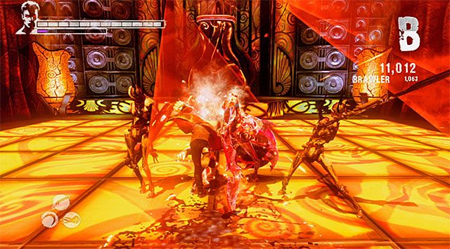 Druga część bitwy również nie jest szczególnie wymagająca, choć w tym przypadku musisz już uwzględnić obecność na parkiecie piekielnego rycerza - Pierwsza bitwa w klubie nocnym | 13 - Devils Dalliance (Igraszki z diabłem) - DMC: Devil May Cry - poradnik do gry