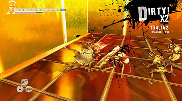 Dobrym pomysłem na unikanie konieczności ciągłego monitorowania kolorów płytek jest przeniesienie walki w powietrze, aczkolwiek z racji występowania dość słabych przeciwników nie jest to absolutnie wymagane - Przetrwanie pierwszej rundy | 13 - Devils Dalliance (Igraszki z diabłem) - DMC: Devil May Cry - poradnik do gry