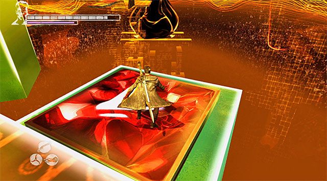 Zbadaj wszystkie ruchome platformy, dzięki czemu odnotujesz, że na jednej z nich (powyższy screen) znajduje się płyta naciskowa - Dotarcie do miejsca rozegrania trzeciej rundy | 13 - Devils Dalliance (Igraszki z diabłem) - DMC: Devil May Cry - poradnik do gry