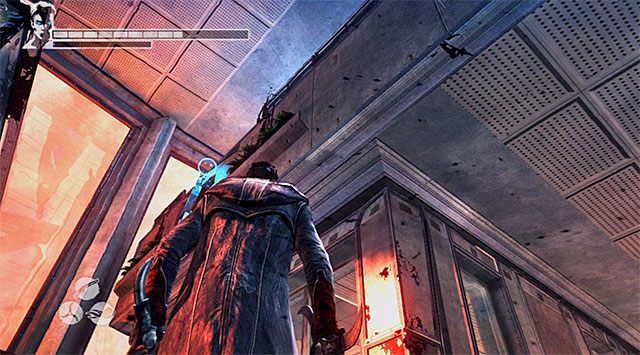 Dokończ eksplorację okolicy, po czym rozejrzyj się za pokazanym na powyższym screenie nowym interaktywnym zaczepem - Eksploracja 105 piętra | 16 - The Plan (Plan) | DMC Devil May Cry - DMC: Devil May Cry - poradnik do gry