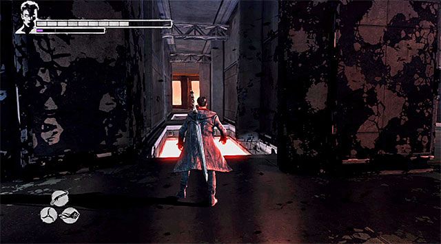 Wyrusz dalej, przy czym przy pierwszej możliwej okazji skręć w prawo, zatrzymując się w pokazanym na powyższym screenie miejscu - Eksploracja 106 piętra | 16 - The Plan (Plan) | DMC Devil May Cry - DMC: Devil May Cry - poradnik do gry