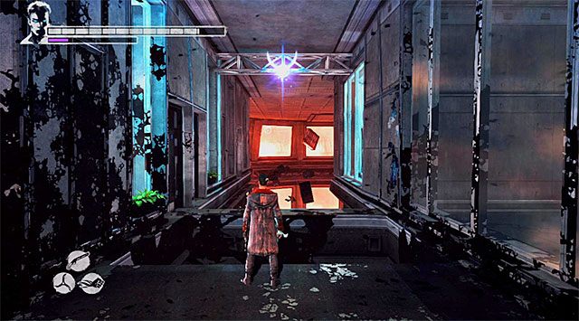 Po zbadaniu 105 piętra powróć na wyższy poziom, chwytając się interaktywnego zaczepu w miejscu stoczenia ostatniej głównej bitwy z potworami - Eksploracja 106 piętra | 16 - The Plan (Plan) | DMC Devil May Cry - DMC: Devil May Cry - poradnik do gry