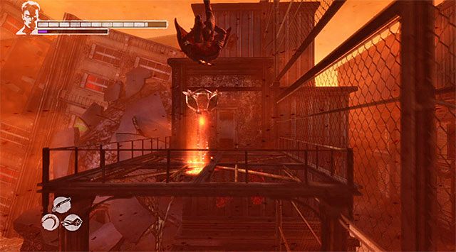 Powróć do miejsca startu i teraz dla odmiany doleć do pokazanych na screenie 1 zabudowań - Przeprawa przez miasto | 15 - The Trade (Wymiana) | DMC Devil May Cry - DMC: Devil May Cry - poradnik do gry