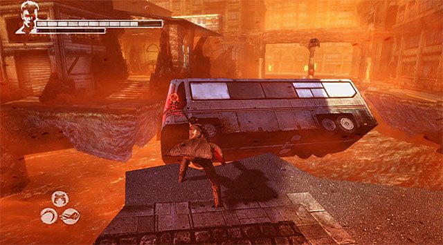 Do miejsca, w którym znajduje się samochód Vergila i Kat możesz dotrzeć na dwa sposoby - Przeprawa przez miasto | 15 - The Trade (Wymiana) | DMC Devil May Cry - DMC: Devil May Cry - poradnik do gry