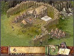 Po pierwszej dostawie świeżego drewna zbuduj chaty myśliwskie, postaw ich około 10, kilka blisko spichlerza (nie zmieści się ich tam za wiele), a resztę poza granicami murów - Misja II - Wykończenie fortu | Kampania i misje dodatkowe w Twierdza - Twierdza - poradnik do gry