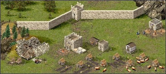 Zwróć uwagę w jaki sposób został zbudowany mur, połączyłem nim dwie oddalone od siebie skały i dzięki temu odciąłem dostęp do wioski. - Misja VI - Propozycja Szczura | Kampania i misje dodatkowe w Twierdza - Twierdza - poradnik do gry