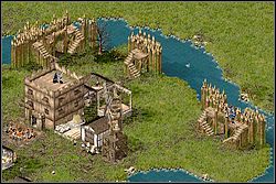 Koniecznością również jest, by przed pierwszym atakiem (który jest dość szybko) posiadać choć małą ilość murów - Misja V - Między młotem a kowadłem | Kampania i misje dodatkowe w Twierdza - Twierdza - poradnik do gry