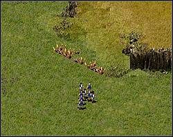 Będąc już pod wzgórzem, na którym znajduje się nieprzyjaciel najpierw wyślij pałkarzy (około 20 - niestety:(), by skasowali wilcze doły - Misja XIII - Oczy Węża | Kampania i misje dodatkowe w Twierdza - Twierdza - poradnik do gry