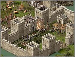 Po roztrzaskaniu bramy (i wcześniejszej prowokacji, mającej na celu pozbycie się smoły na drodze) wejdź wszystkimi jednostkami do wewnątrz - Misja XVIII - Koniec Wieprza | Kampania i misje dodatkowe w Twierdza - Twierdza - poradnik do gry