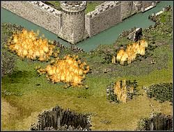 Na samym początku wyślij mały oddział, by sprowokować komputer i wypalić smołę w okolicy lewej baszty - Misja XXI - Ostateczna pomsta | Kampania i misje dodatkowe w Twierdza - Twierdza - poradnik do gry