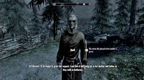Gdy będziesz na miejscu, spotkaj się ze wspomnianym elfem i oddaj mu naszyjnik - Take Neras Necklace to Runil in Falkreath [Weź naszyjnik Nery do Runila z Falkret] | Pozostałe zadania - The Elder Scrolls V: Skyrim - Dragonborn - poradnik do gry