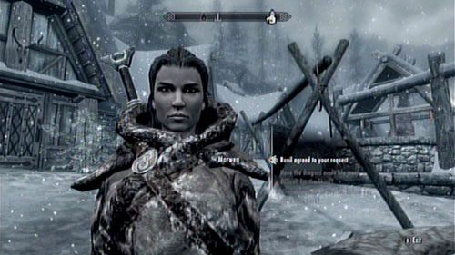 Dziewczynę znajdziesz w tym samym miejscu, gdzie ją opuściłeś - najwyraźniej w Wiosce Skaalów nic się nie zmieniło - Take Neras Necklace to Runil in Falkreath [Weź naszyjnik Nery do Runila z Falkret] | Pozostałe zadania - The Elder Scrolls V: Skyrim - Dragonborn - poradnik do gry