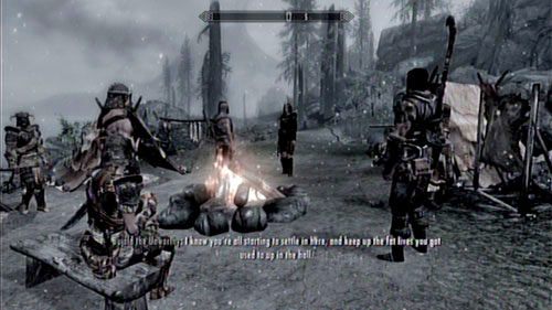 Po wysłuchaniu przemowy, jaką Bujold zagrzała swoich wojowników do boju, udaj się z nimi w okolicę Izby Thirsk (kawałek na zachód) - Retaking Thirsk [Odbicie Thirsk] | Wątki poboczne - Inne | Skyrim Dragonborn - The Elder Scrolls V: Skyrim - Dragonborn - poradnik do gry