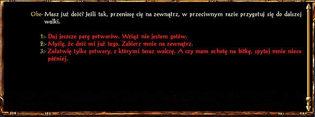 Po rozbiciu w pył każdej kolejnej fali przeciwników Obe będzie Ci proponować walkę z kolejnymi, coraz to innymi iluzjami - Prolog - zadanie główne - Odszukaj Goriona | Prolog Baldurs Gate - Baldurs Gate: Enhanced Edition - poradnik do gry