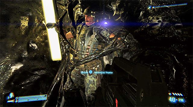 Ponownie wyrusz do miejsca, w którym uwięziony został Keyes - Odetnij Keyesa (2) | Misja 1 - SOS | Aliens Colonial Marines - Aliens: Colonial Marines - poradnik do gry