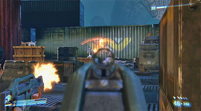 Wbrew pozorom nie musisz się śpieszyć, bo wrogi lądownik nie przystąpi do atakowania Twojej drużyny - Uciekaj do windy z Bellą i ONealem | Misja 6 - Dla Belli - Aliens: Colonial Marines - poradnik do gry