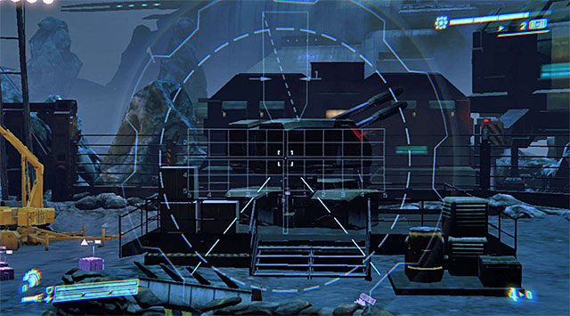 Możesz już podnieść rakietnicę (musisz wcześniej upuścić miotacz ognia) i w dobrze poznany sposób użyć jej do zniszczenia ostatniego trzeciego działa przeciwlotniczego - Zniszcz działa przeciwlotnicze (3 z 3) | Misja 10 - Wrak odzyskany - Aliens: Colonial Marines - poradnik do gry