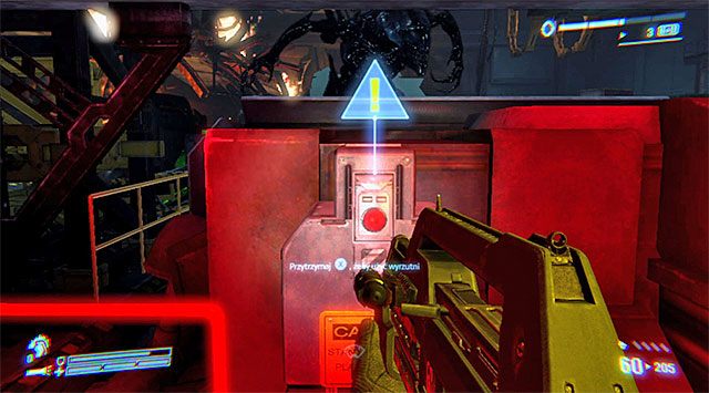 Przełącznik spustu znajduje się na szczęście w łatwo dostępnym miejscu - Misja 11 - Dom - Pokonaj królową | Misja 11 - Dom | Aliens Colonial Marines - Aliens: Colonial Marines - poradnik do gry