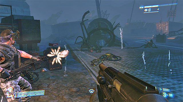 Bądź gotowy do przystąpienia w tym miejscu do bitwy ze standardowymi ksenomorfami - Dostań się do wieży przekaźnikowej i odnajdź Bellę oraz Reid | Misja 5 - Kruk - Aliens: Colonial Marines - poradnik do gry