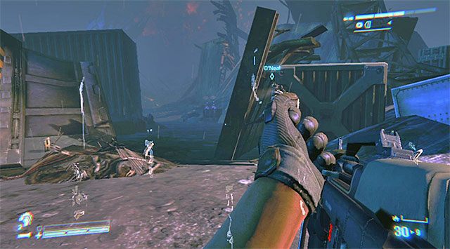 Raz jeszcze zbadaj obszar, na którym rozegrała się ostatnia bitwa, uzupełniając potrzebne zapasy - Spotkaj się z Bellą i Reid w bazie wypadowej | Misja 5 - Kruk - Aliens: Colonial Marines - poradnik do gry