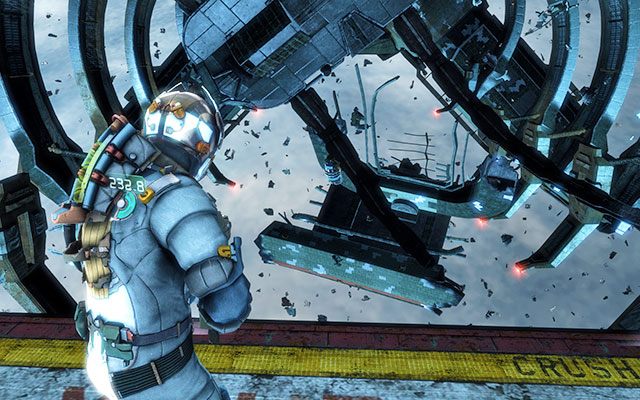 Między ogromnym dryfującym kawałkiem statku - najprościej jest dolecieć do wejścia awaryjnego na Torra Novę i stamtąd ruszyć w stronę części widocznej na obrazku - artefakt dryfuje zaraz za pierwsza częścią kawałka - Rozdział 6 | Sekrety | Dead Space 3 - Dead Space 3 - poradnik do gry