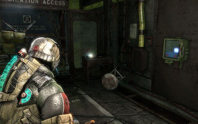 Na ścianie po prawej w pomieszczeniu z windą towarową prowadzącą do pompy [sektor biologiczny] - Rozdział 14 (1) | Sekrety | Dead Space 3 - Dead Space 3 - poradnik do gry